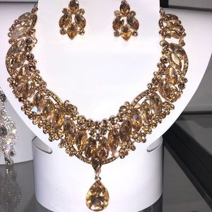 New Teardrop Dangling Jewelry Set Bronze Gold